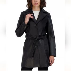 Belted Leather Trench